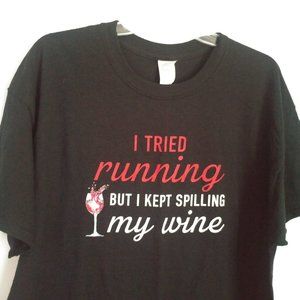 BOGO 50% Women's Wine Lovers T Shirt Novelty Gift Black T Shirt Loungewear sz XL
